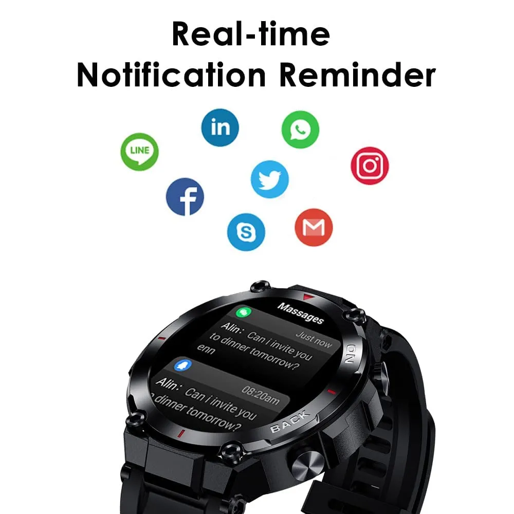 Mens GPS Smart Watches for Android iOS phones Rugged Smart Watch for Outdoor Sports with 480mAh Longer Battery Life Fitness Tracker
