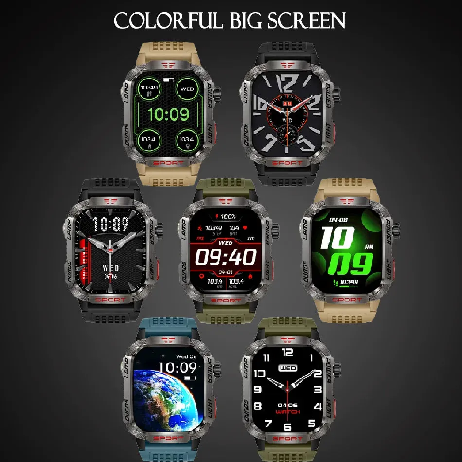 Men’s Military Outdoor Smartwatch – GPS, Flashlight, Compass, Bluetooth Call