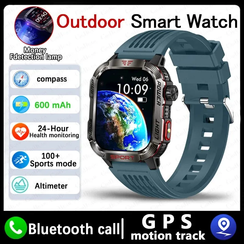 Men’s Military Outdoor Smartwatch – GPS, Flashlight, Compass, Bluetooth Call