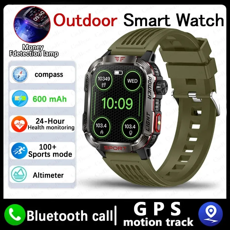 Men’s Military Outdoor Smartwatch – GPS, Flashlight, Compass, Bluetooth Call
