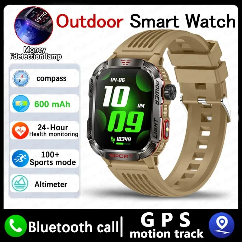 Men’s Military Outdoor Smartwatch – GPS, Flashlight, Compass, Bluetooth Call