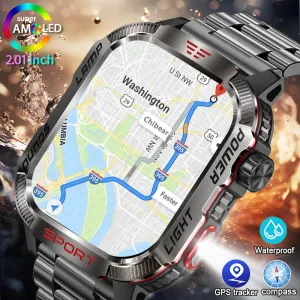 Men’s Military Outdoor Smartwatch – GPS, Flashlight, Compass, Bluetooth Call