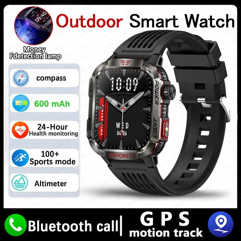 Men’s Military Outdoor Smartwatch – GPS, Flashlight, Compass, Bluetooth Call