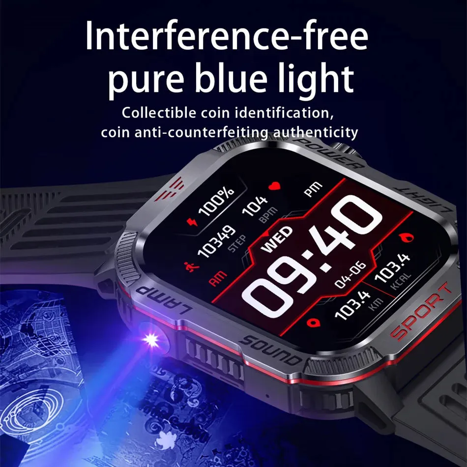 Men’s Military Outdoor Smartwatch – GPS, Flashlight, Compass, Bluetooth Call