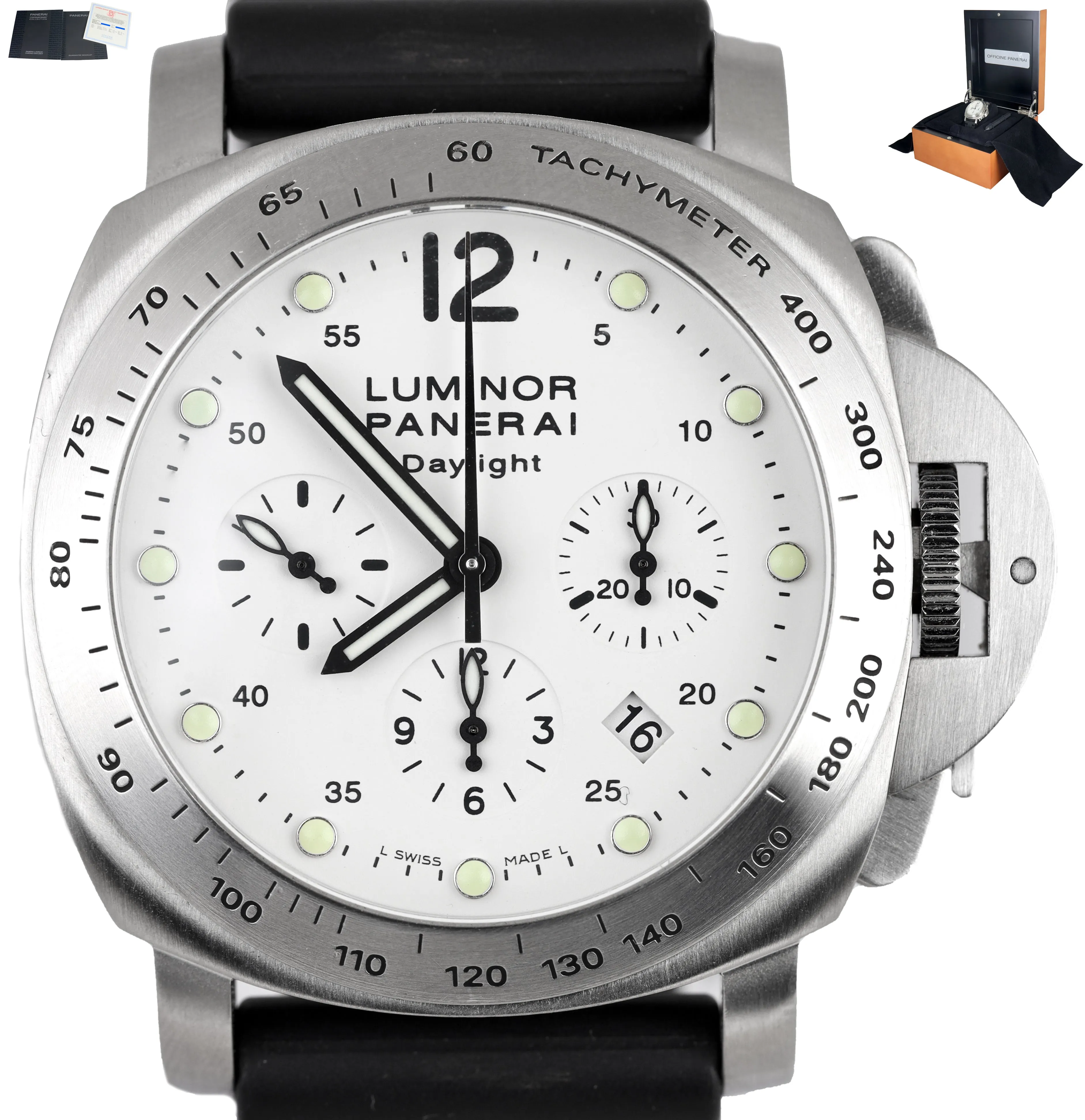 MINT 2007 Panerai Luminor Daylight Chronograph White PAM 251 Steel PAM00251 44MM