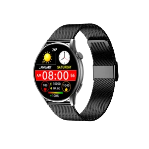 Montre Connectée 1.43" AMOLED Black Case with Black Mesh Band