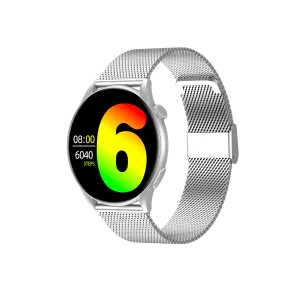Montre Connectée 1.43" AMOLED Silver Case with Silver Mesh Band