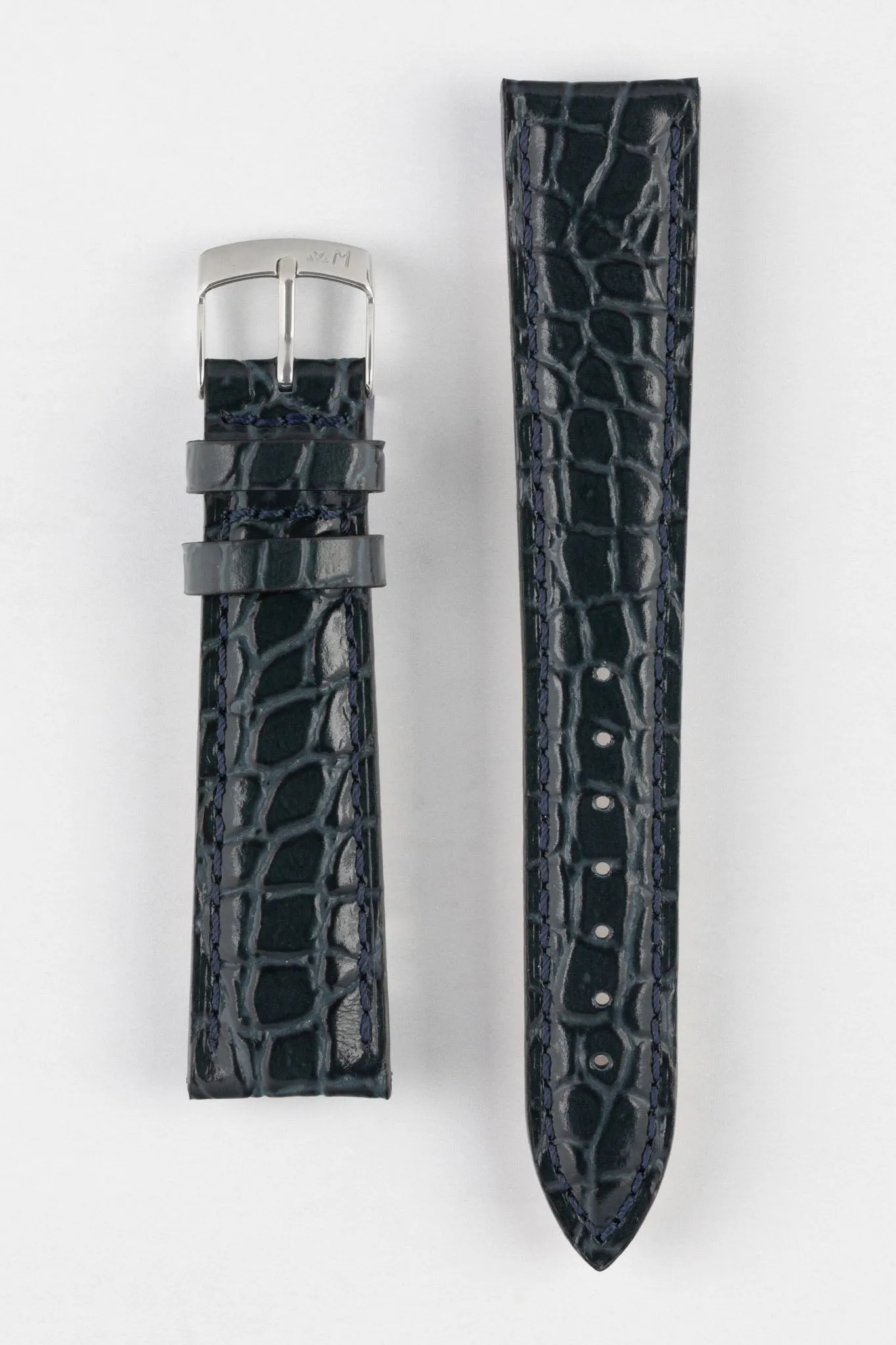 Morellato LIVERPOOL Crocodile-Embossed Calfskin Leather Performance Watch Strap in BLUE