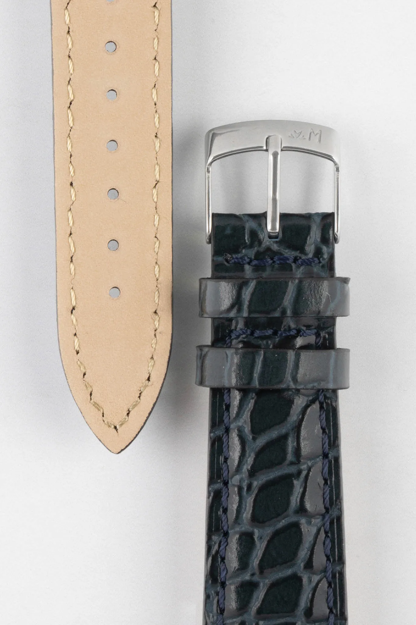 Morellato LIVERPOOL Crocodile-Embossed Calfskin Leather Performance Watch Strap in BLUE
