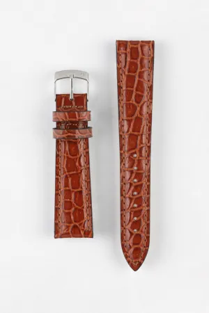 Morellato LIVERPOOL Crocodile-Embossed Calfskin Leather Performance Watch Strap in BROWN