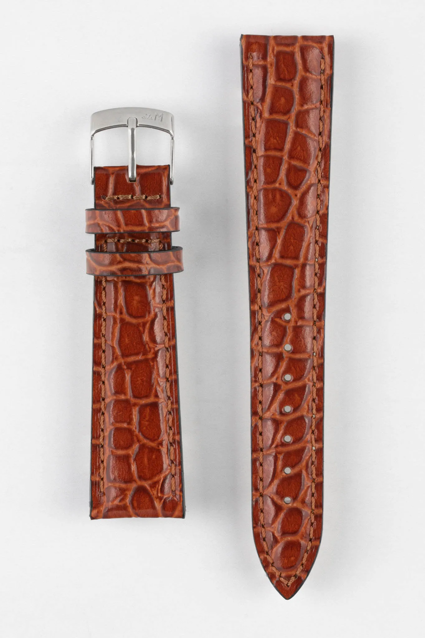 Morellato LIVERPOOL Crocodile-Embossed Calfskin Leather Performance Watch Strap in BROWN