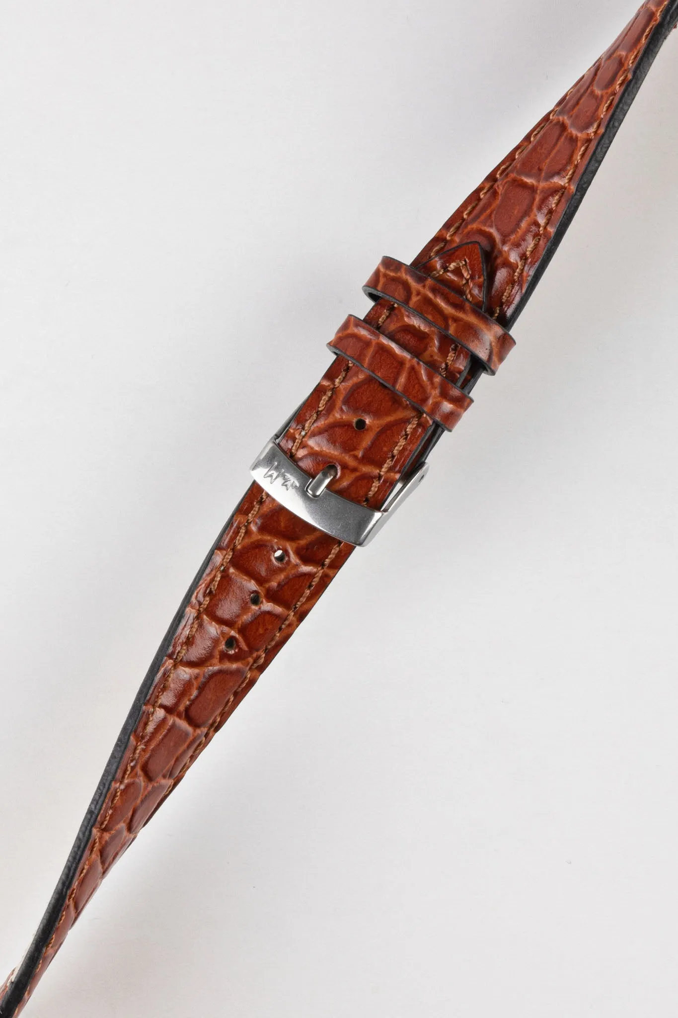 Morellato LIVERPOOL Crocodile-Embossed Calfskin Leather Performance Watch Strap in BROWN
