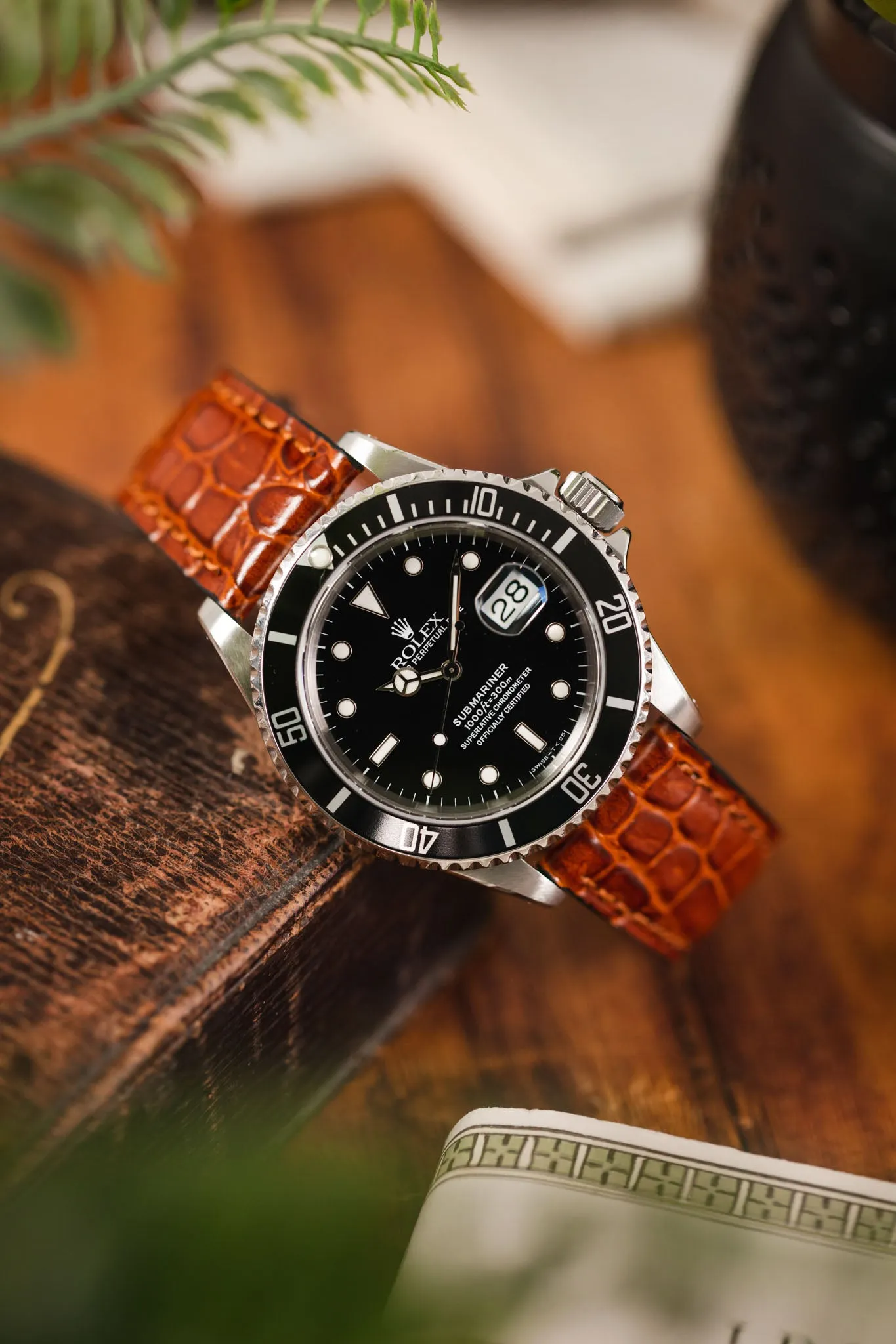 Morellato LIVERPOOL Crocodile-Embossed Calfskin Leather Performance Watch Strap in BROWN