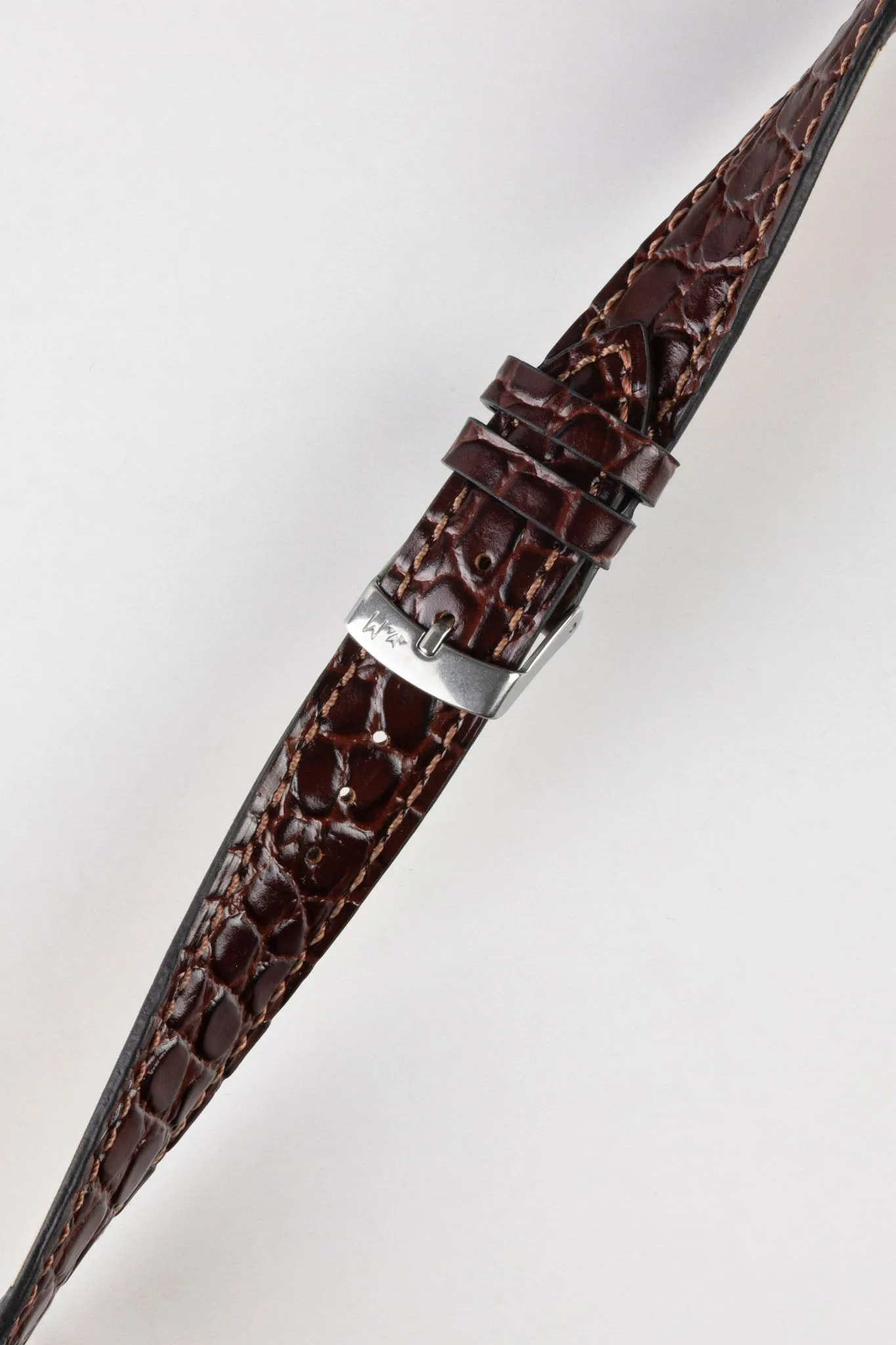 Morellato LIVERPOOL Crocodile-Embossed Calfskin Leather Performance Watch Strap in DARK BROWN