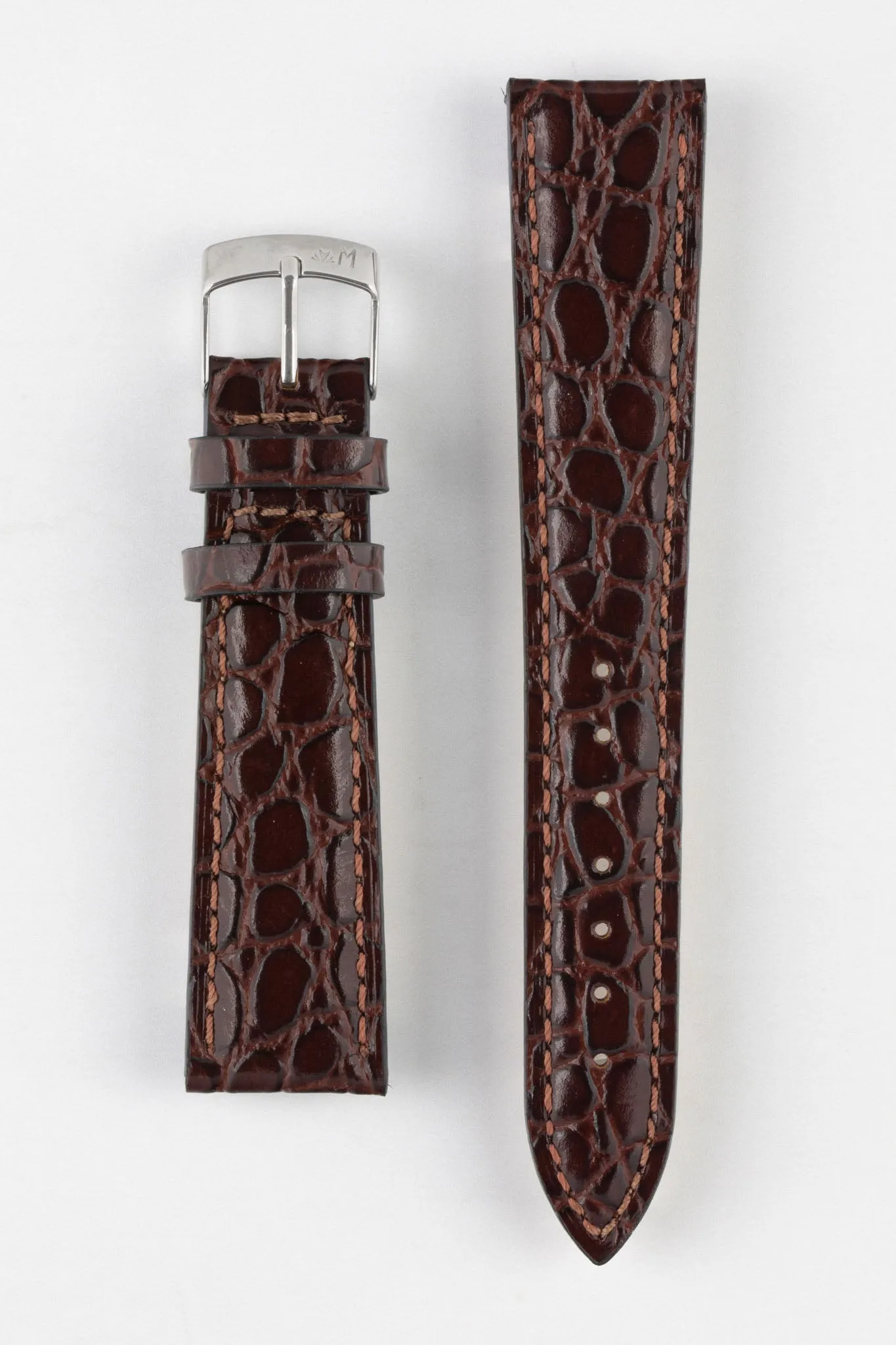 Morellato LIVERPOOL Crocodile-Embossed Calfskin Leather Performance Watch Strap in DARK BROWN