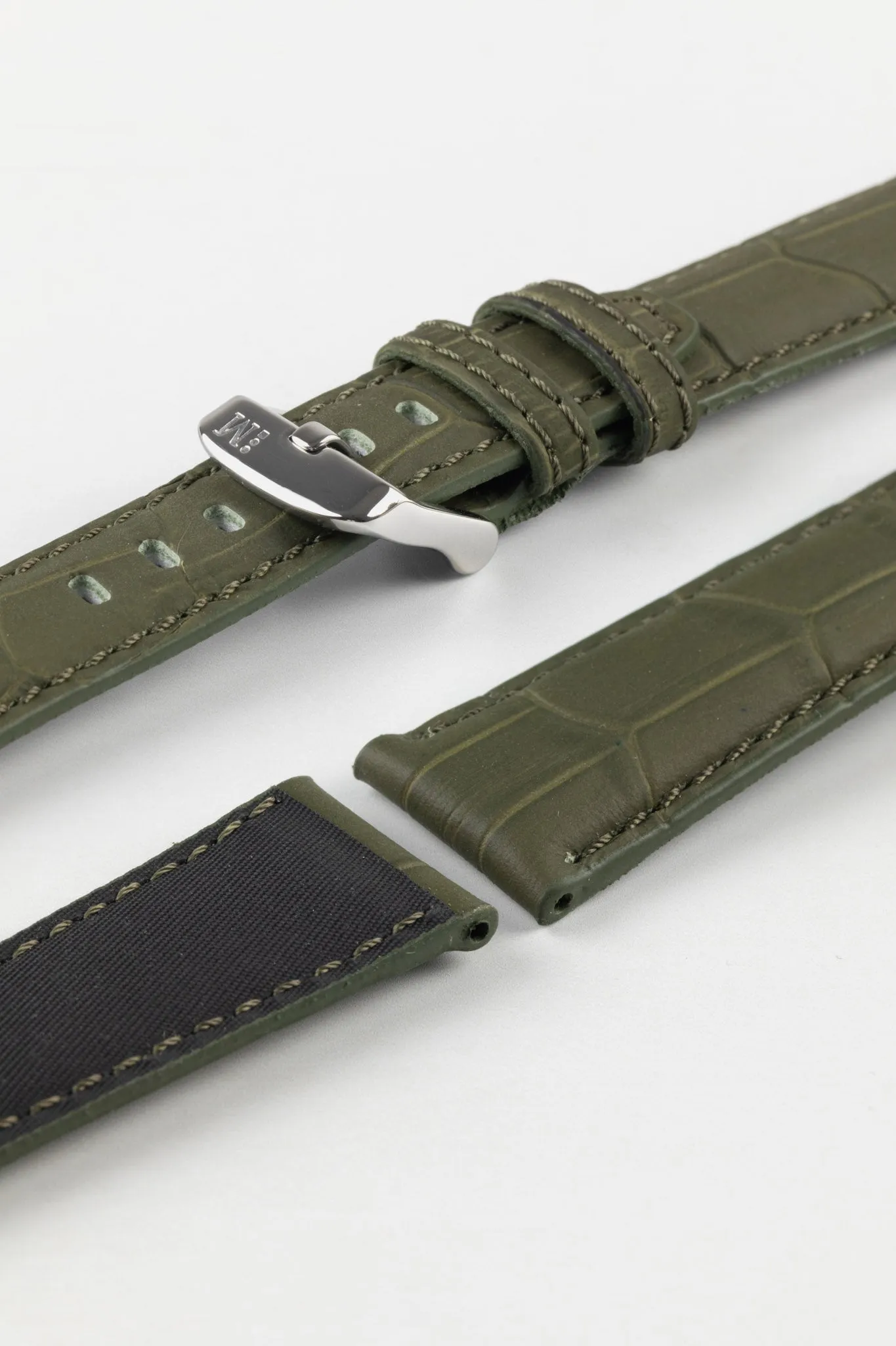 Morellato SOCCER Alligator-Embossed Calfskin Leather Watch Strap in GREEN