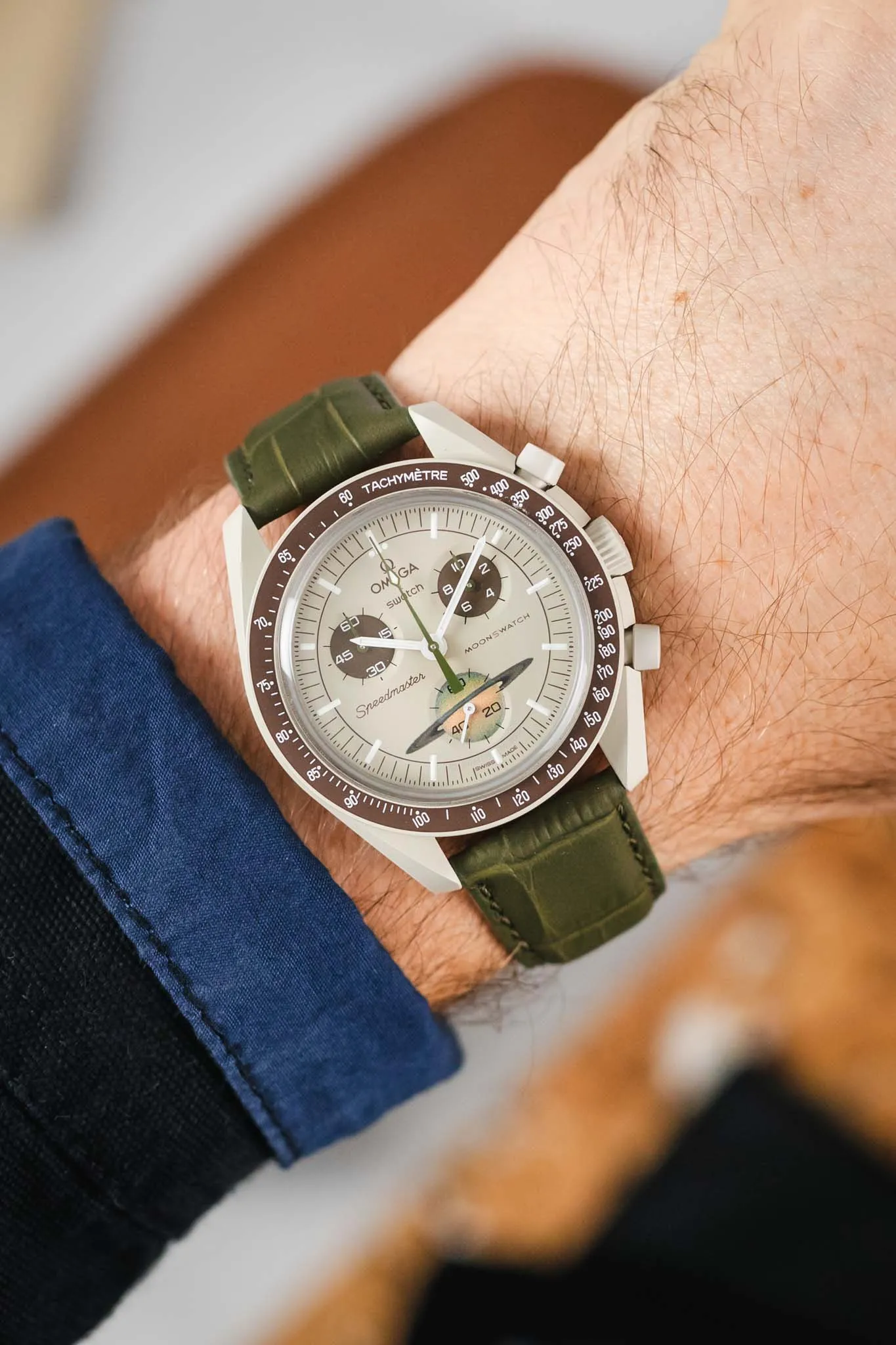 Morellato SOCCER Alligator-Embossed Calfskin Leather Watch Strap in GREEN