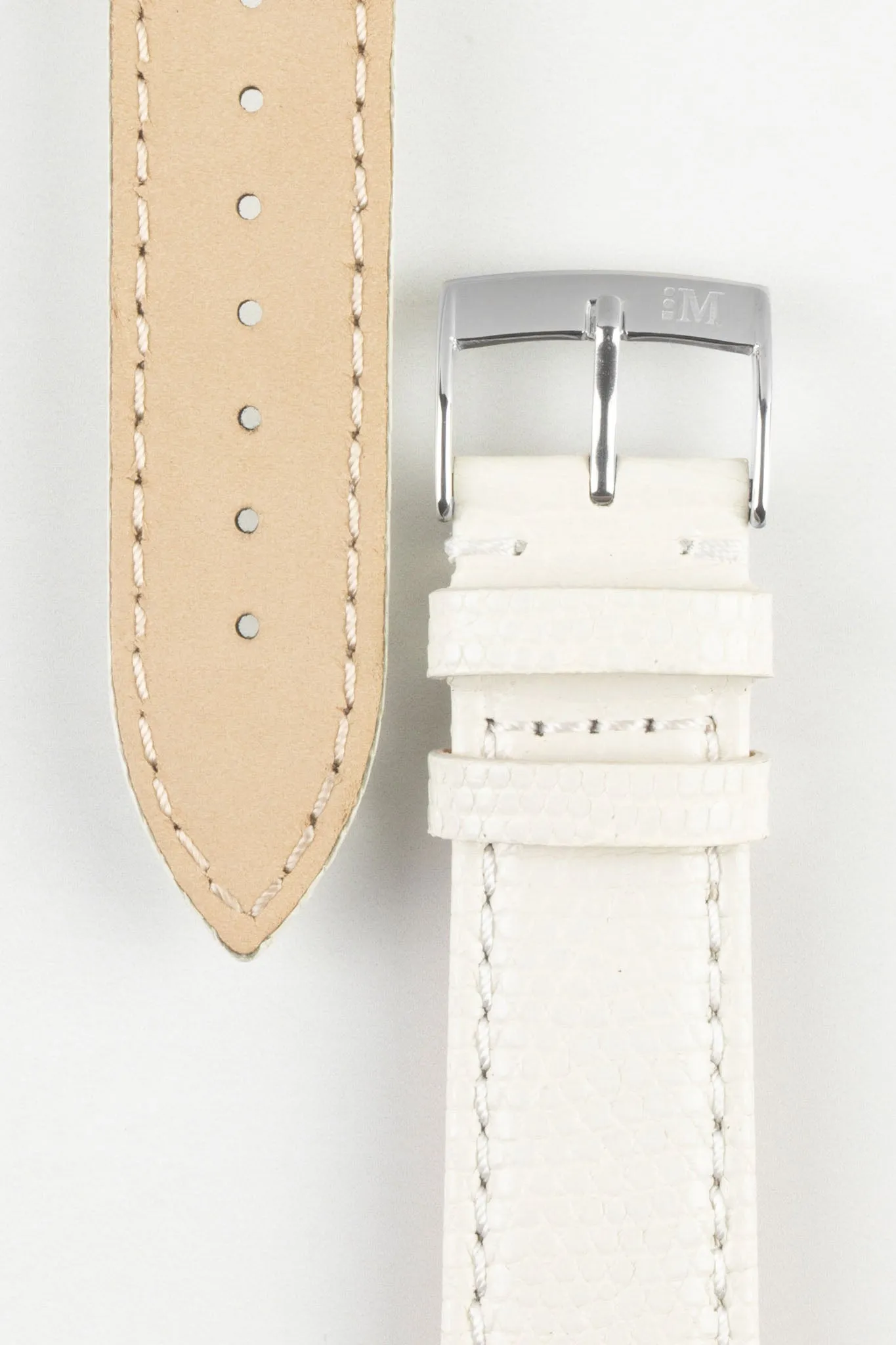 Morellato VIOLINO Genuine Lizard Skin Strap in WHITE