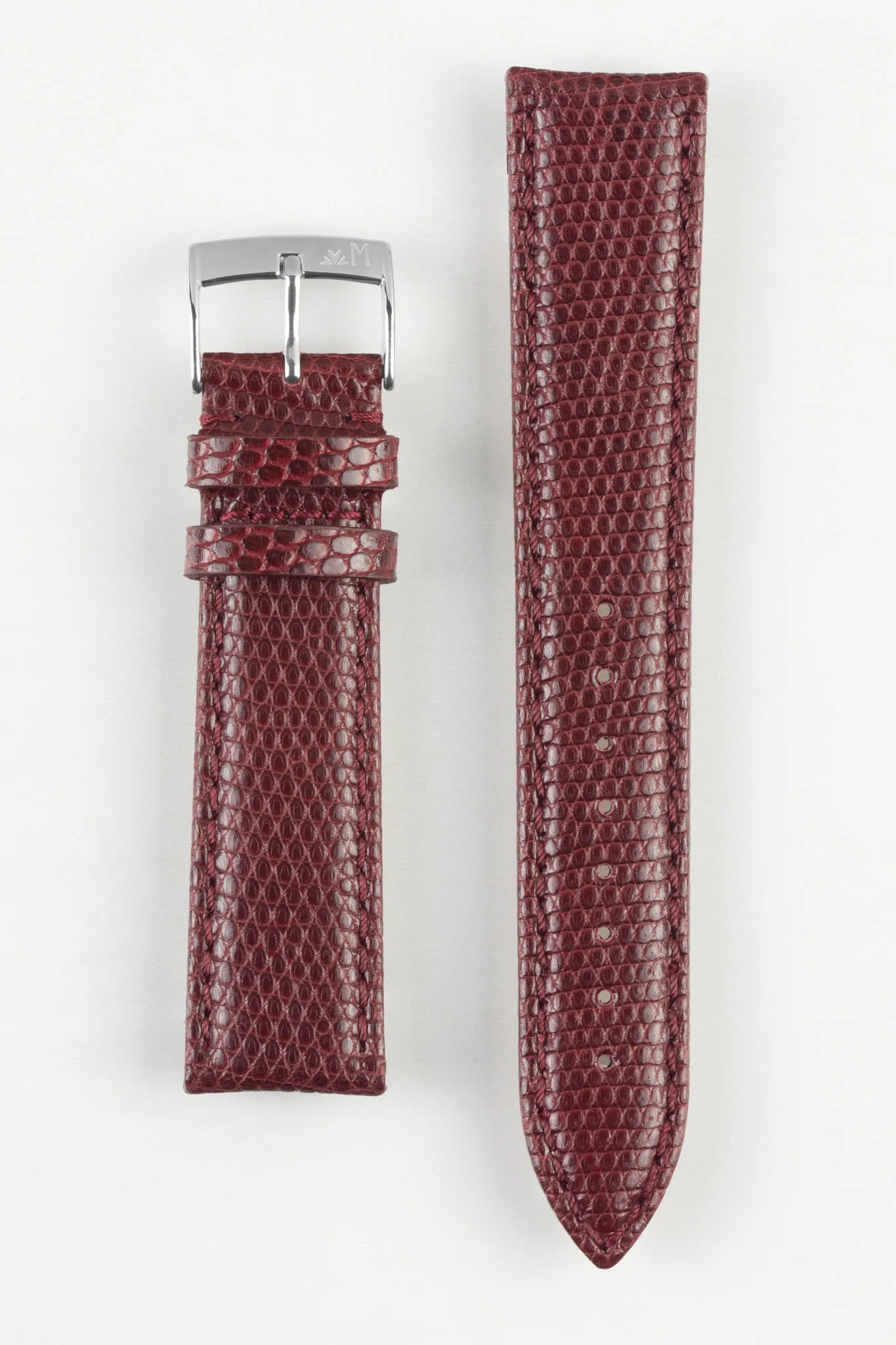 Morellato VIOLINO Genuine Lizard Skin Watch Strap in BURGUNDY