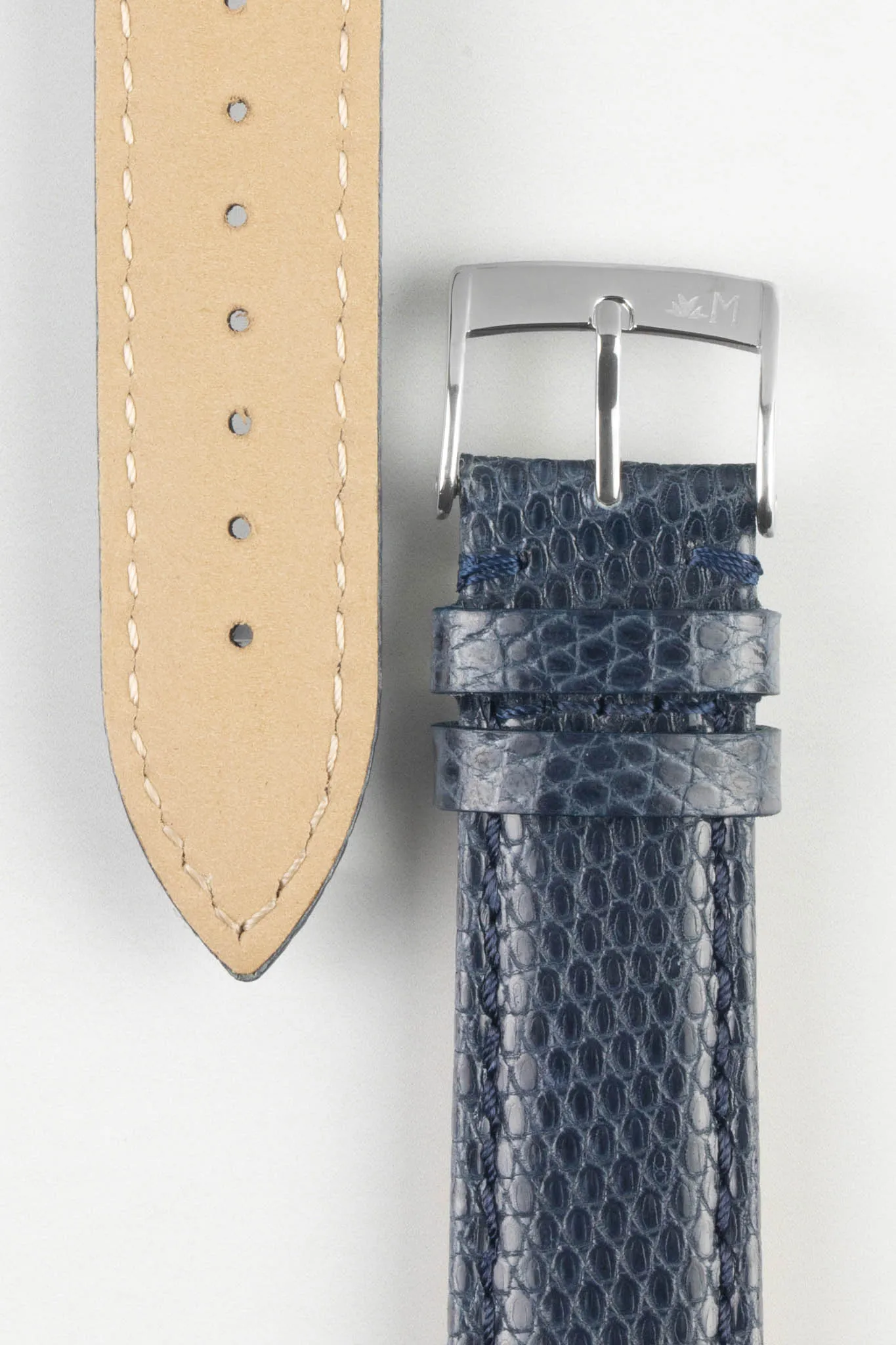 Morellato VIOLINO Genuine Lizard Skin Watch Strap in DARK BLUE