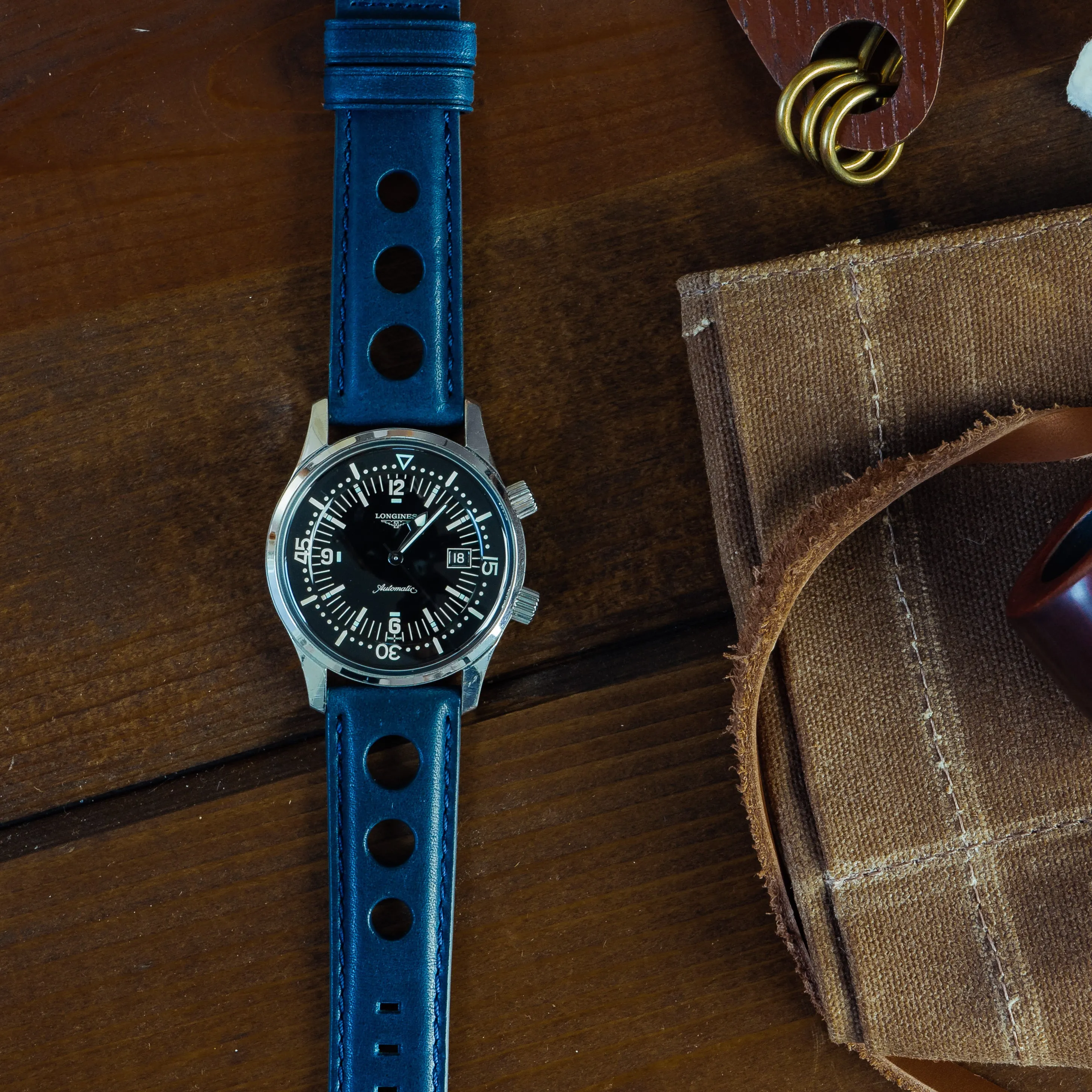 Navy Blue Rally Horween Leather Watch Band
