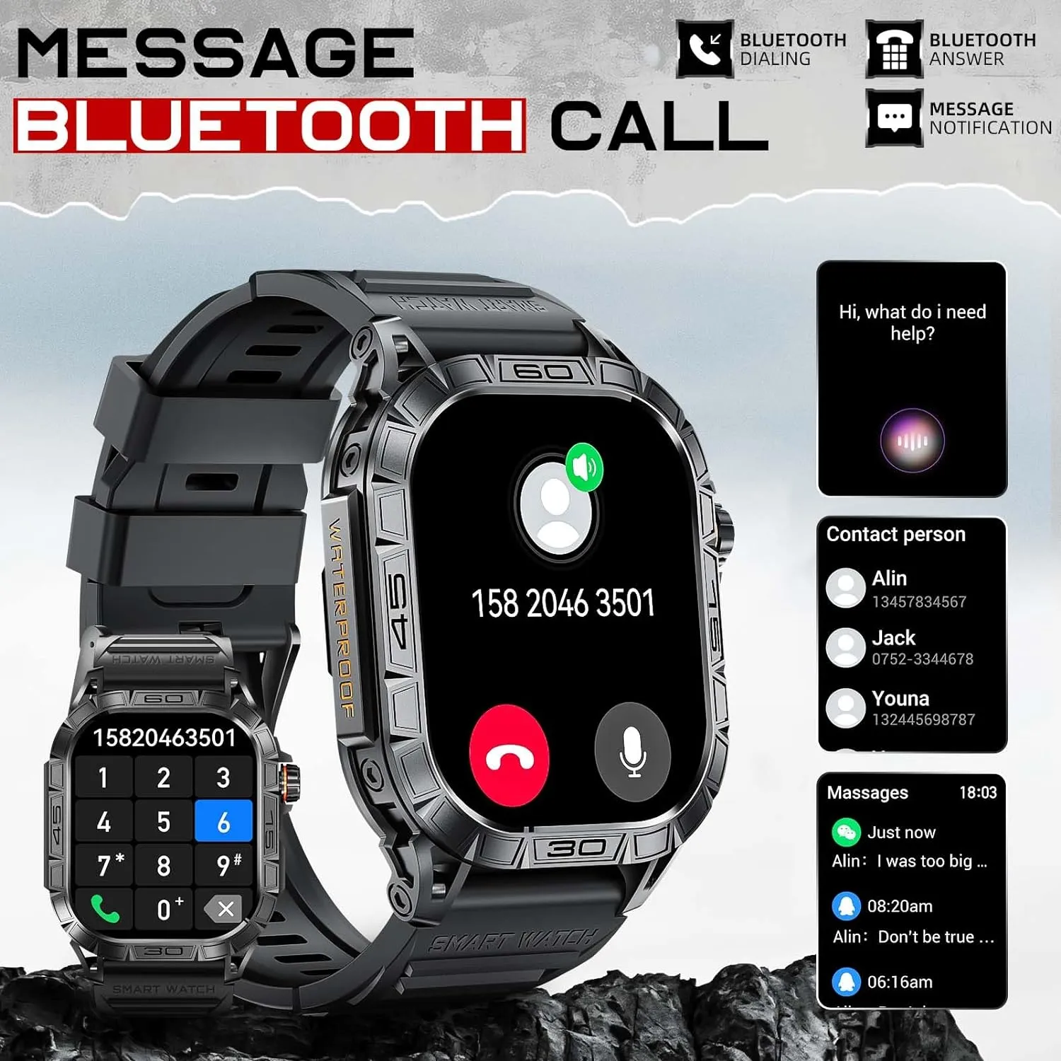 NEKTOM K63 Military Outdoor Sport Rugged Tactical Smartwatches