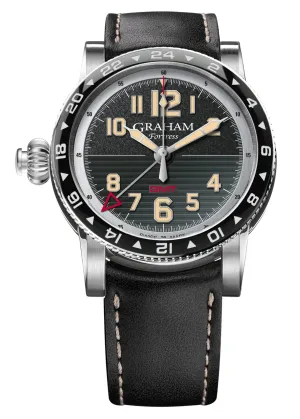 New Graham Fortress GMT Black Dial Mens Watch Box Papers