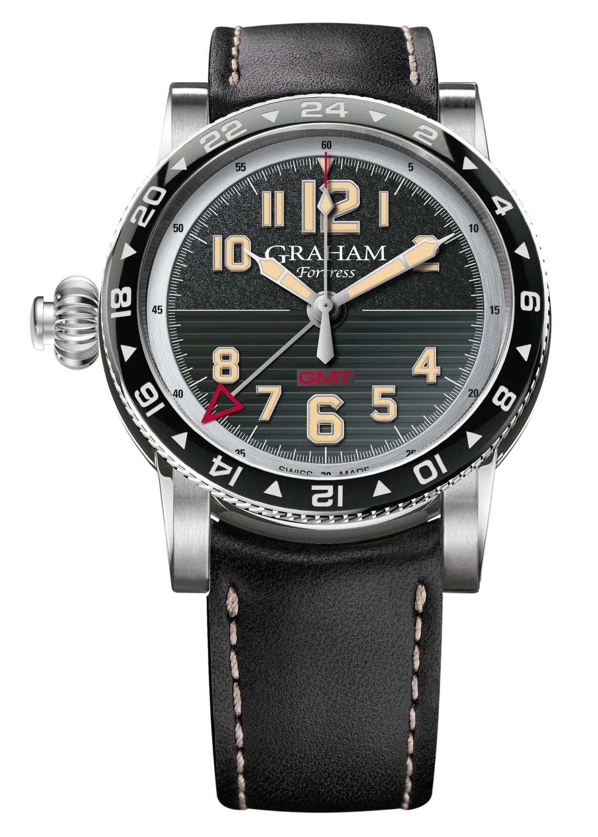 New Graham Fortress GMT Black Dial Mens Watch Box Papers
