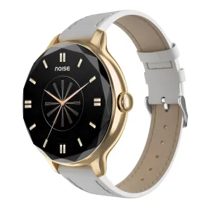 Noise Diva Smartwatch with Diamond Cut dial, Glossy Metallic Finish, AMOLED Display, Mesh Metal and Leather Strap Options, 100  Watch Faces, Female Cycle Tracker Smart Watch for Women (Pearl White)