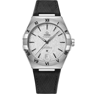 Omega Constellation 41 mm, steel on rubber strap