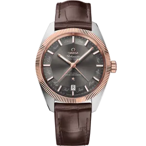 Omega Constellation Globemaster 41 mm, steel - Sedna™ gold on leather strap