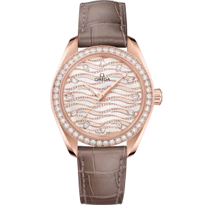 Omega Seamaster Aqua Terra 150M 34 mm, Sedna™ gold on leather strap