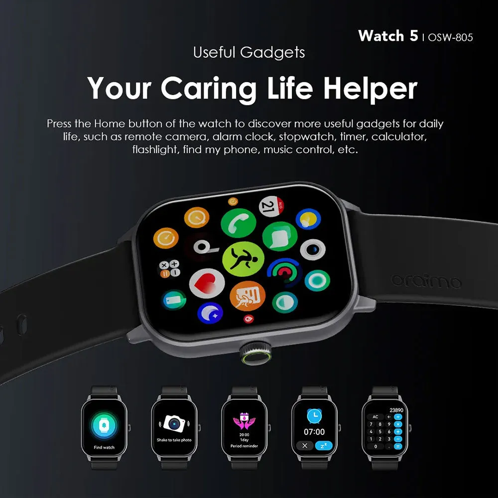 Oraimo Watch 5 OSW-805 Smart Watch Berry Gray Case With Berry Gray Silicone Strap