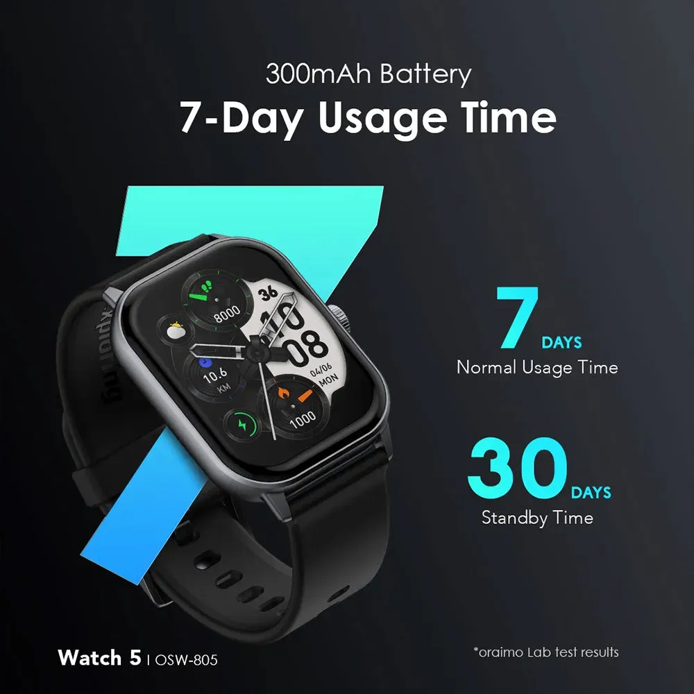 Oraimo Watch 5 OSW-805 Smart Watch Berry Gray Case With Berry Gray Silicone Strap