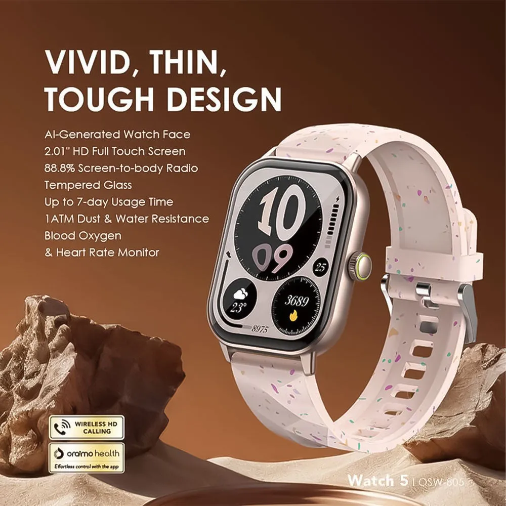 Oraimo Watch 5 OSW-805 Smart Watch Berry Gray Case With Berry Gray Silicone Strap