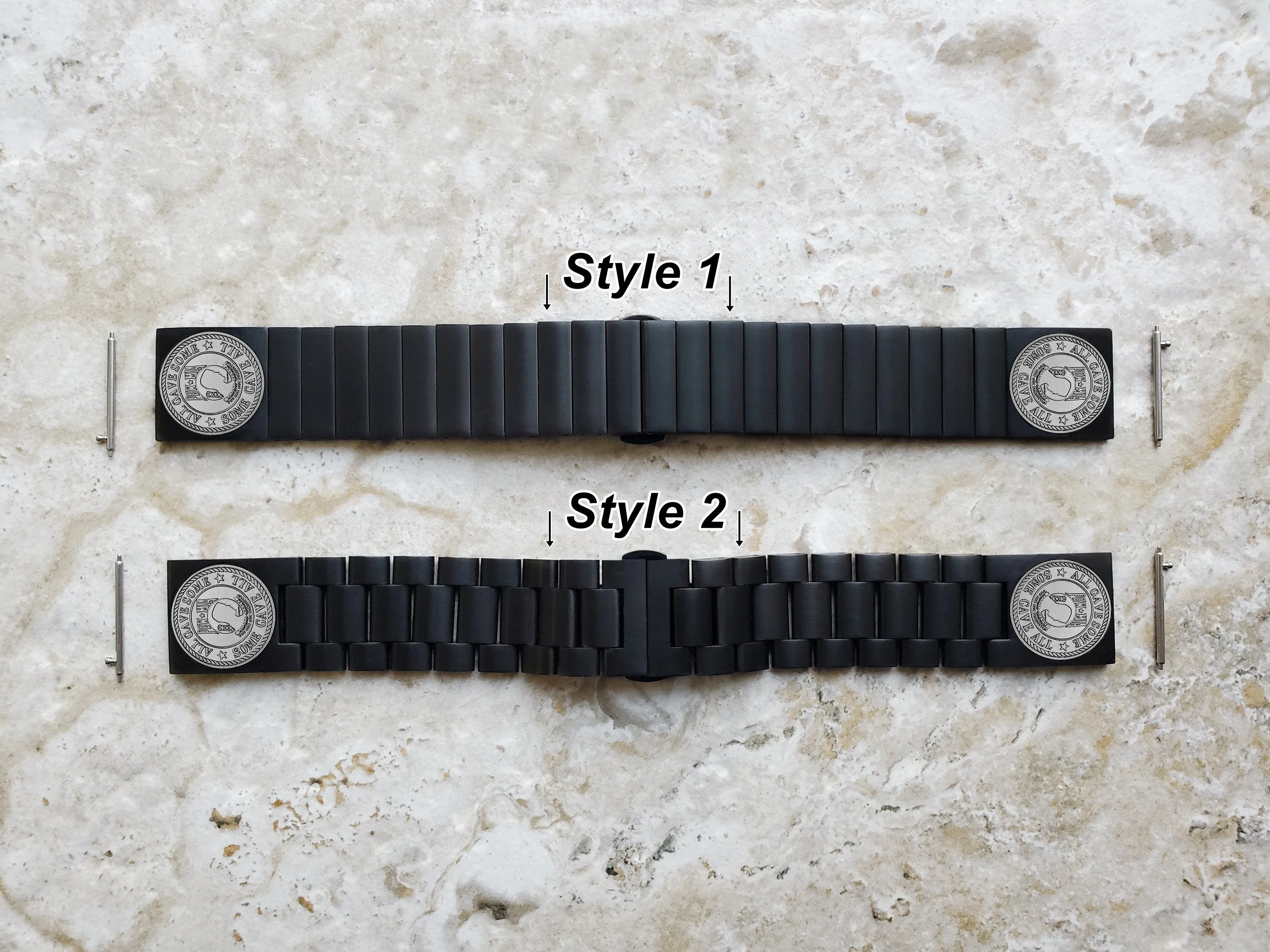 POW MIA Engraved Watch Band for 22mm Width Lugs Traditional Casual Luxury and Smartwatches Black Stainless Steel Strap Bracelet PM1