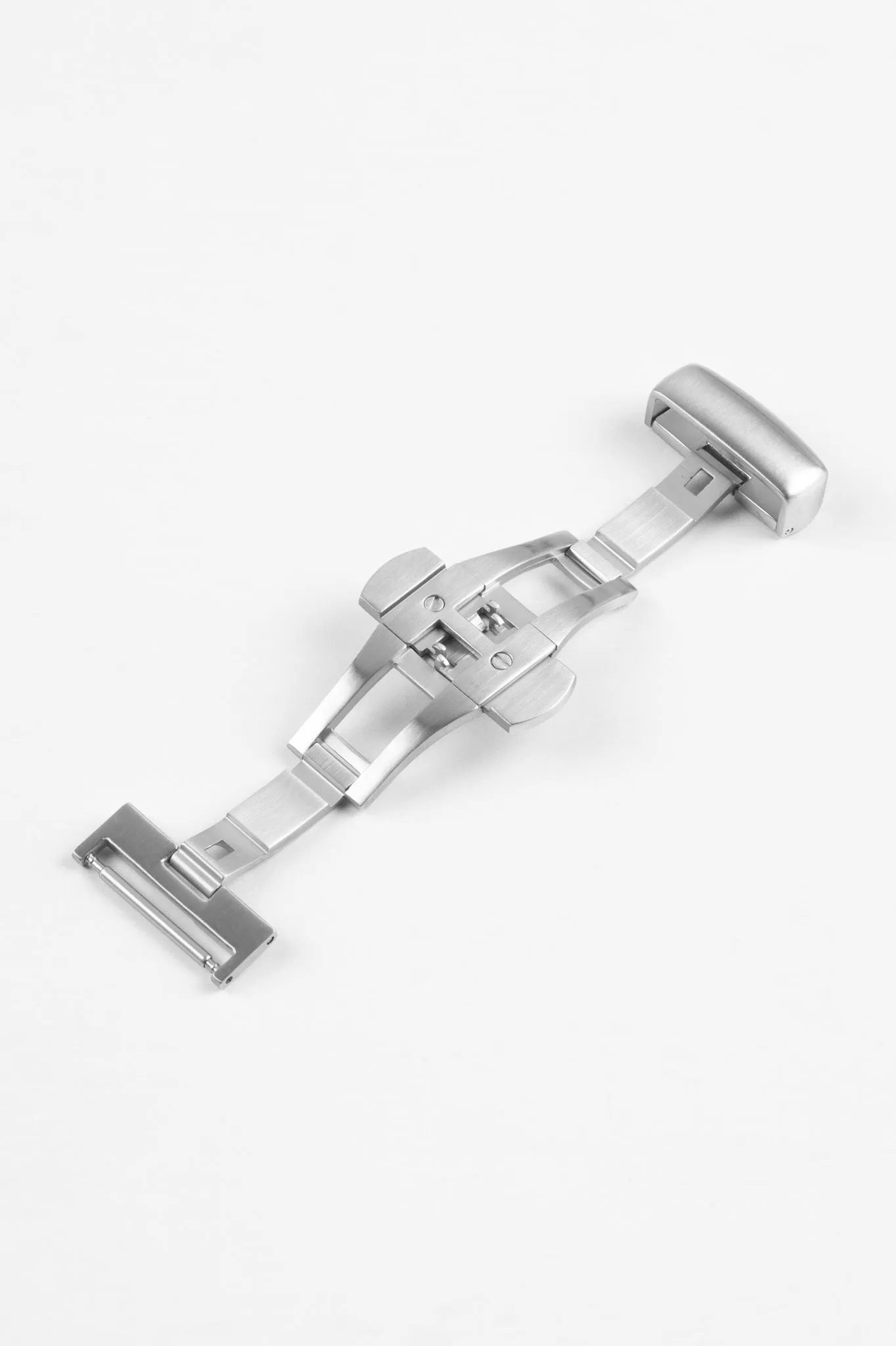 PUSH-BUTTON Deployment Clasp in BRUSHED SILVER