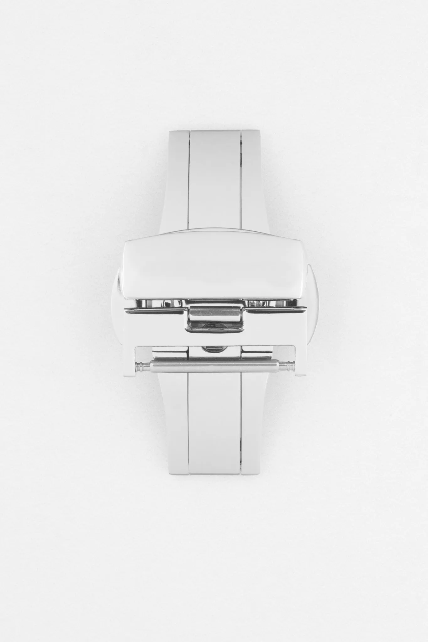 PUSH-BUTTON Deployment Clasp in POLISHED SILVER
