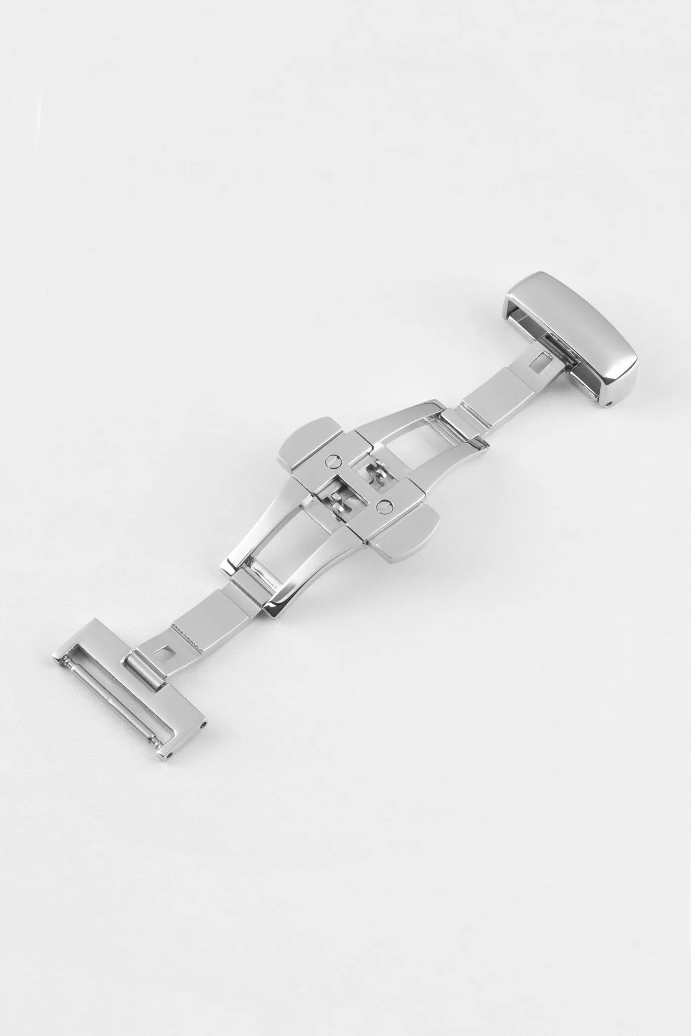 PUSH-BUTTON Deployment Clasp in POLISHED SILVER