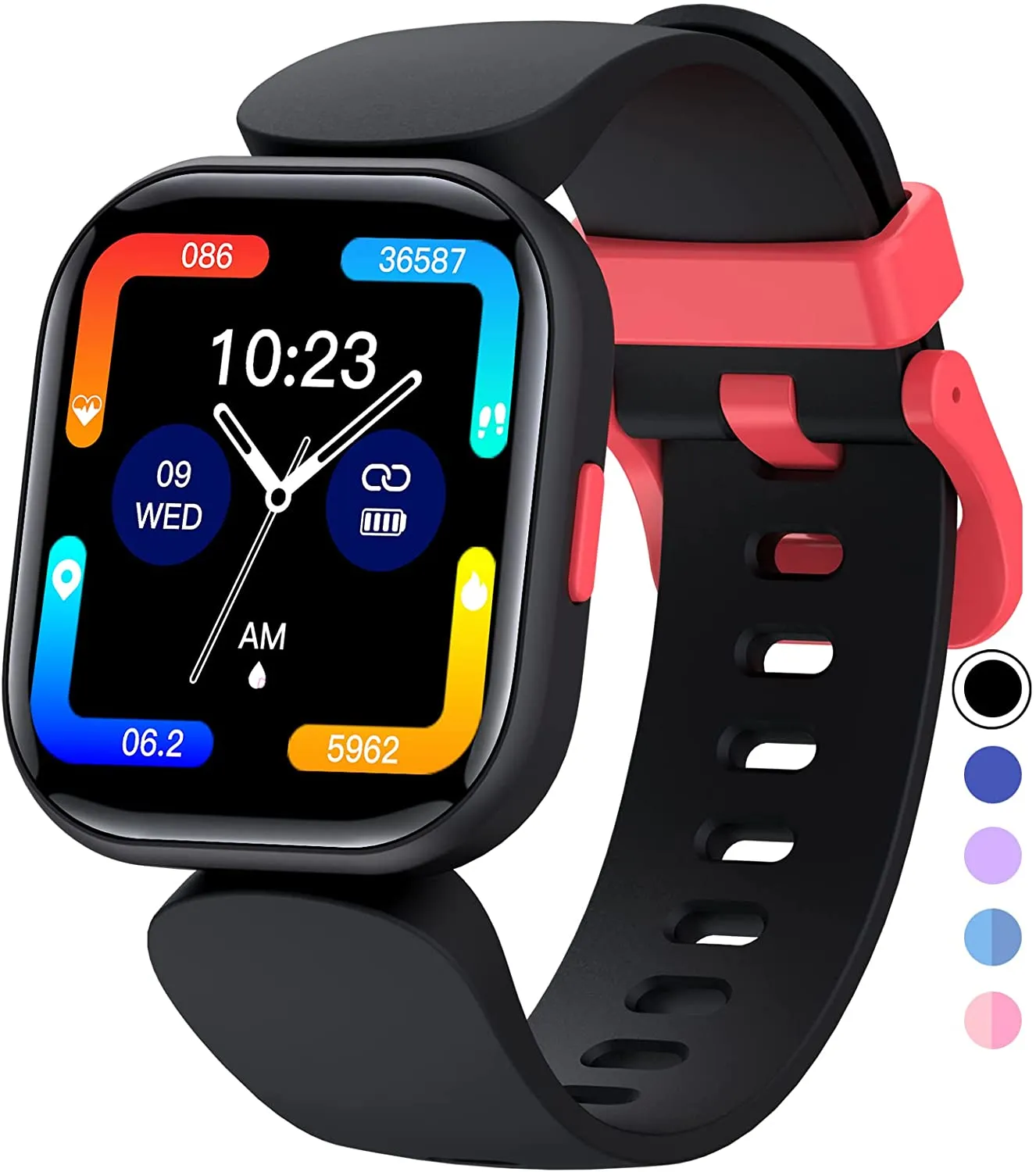 QOOGOT Kids Smart Watch for Boys Girls,Health Fitness Tracker with Heart Rate Sleep Monitor,19 Sport Modes Activity Tracker with Pedometer Steps Calories Counter,Waterproof Alarm Clock Kids Gift