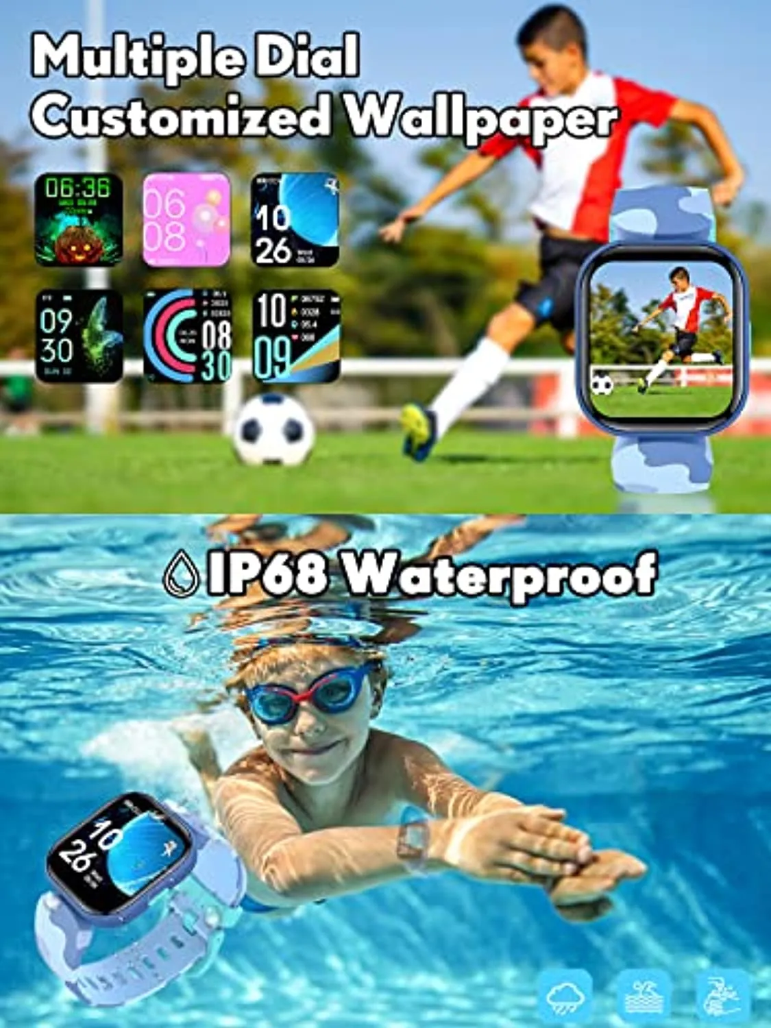 QOOGOT Kids Smart Watch for Boys Girls,Health Fitness Tracker with Heart Rate Sleep Monitor,19 Sport Modes Activity Tracker with Pedometer Steps Calories Counter,Waterproof Alarm Clock Kids Gift