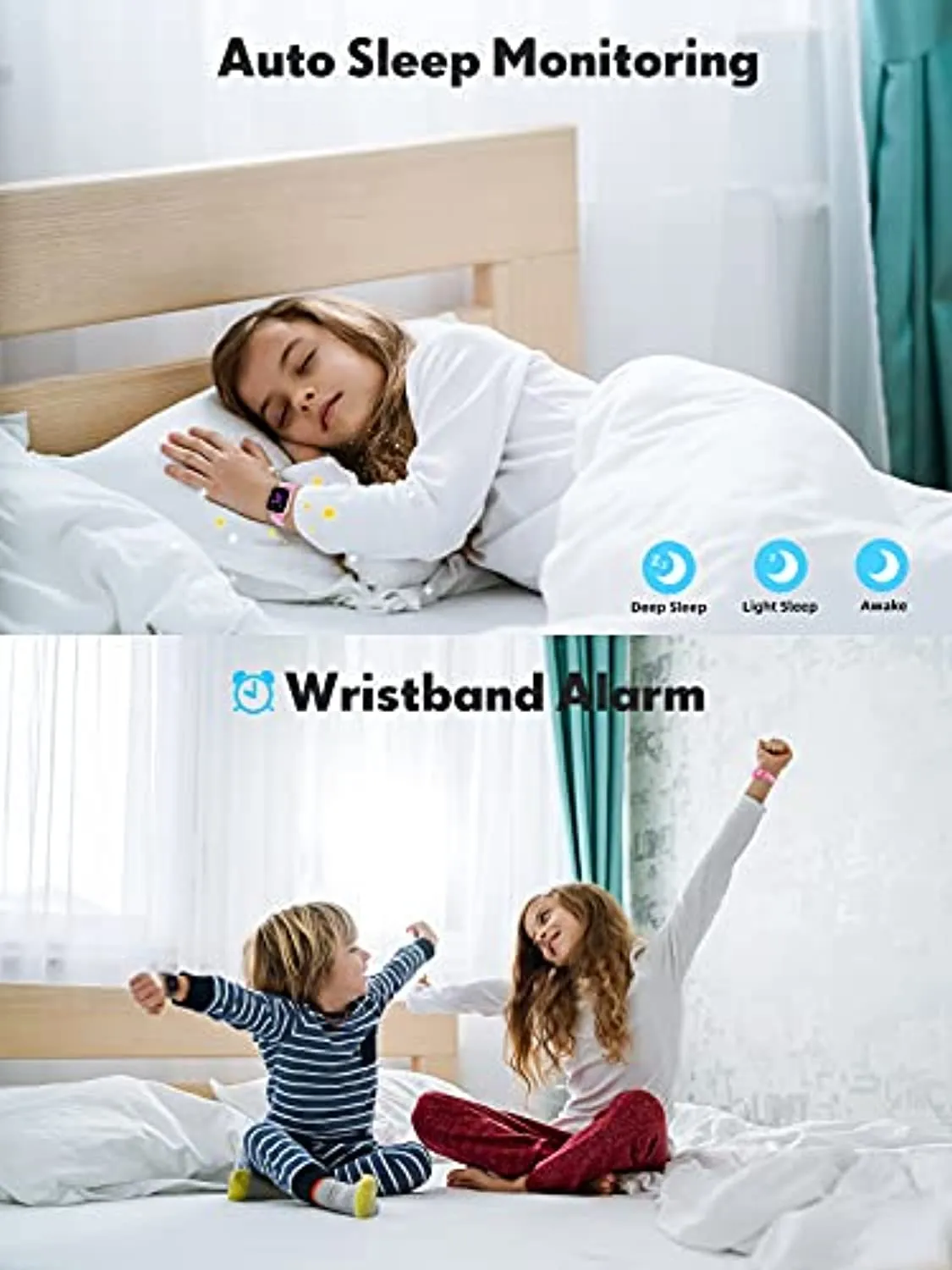 QOOGOT Kids Smart Watch for Boys Girls,Health Fitness Tracker with Heart Rate Sleep Monitor,19 Sport Modes Activity Tracker with Pedometer Steps Calories Counter,Waterproof Alarm Clock Kids Gift