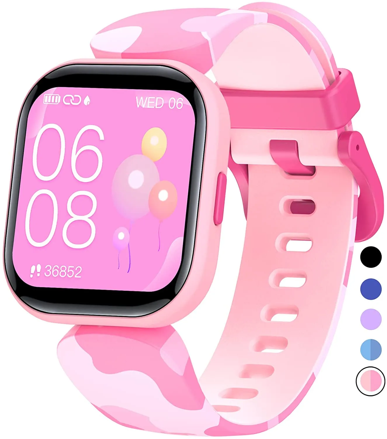 QOOGOT Kids Smart Watch for Boys Girls,Health Fitness Tracker with Heart Rate Sleep Monitor,19 Sport Modes Activity Tracker with Pedometer Steps Calories Counter,Waterproof Alarm Clock Kids Gift