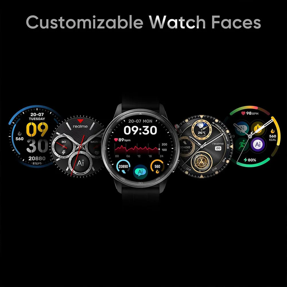 Realme Watch S2 RMW2401 Smart Watch Black Case With Midnight Black Silicone Strap