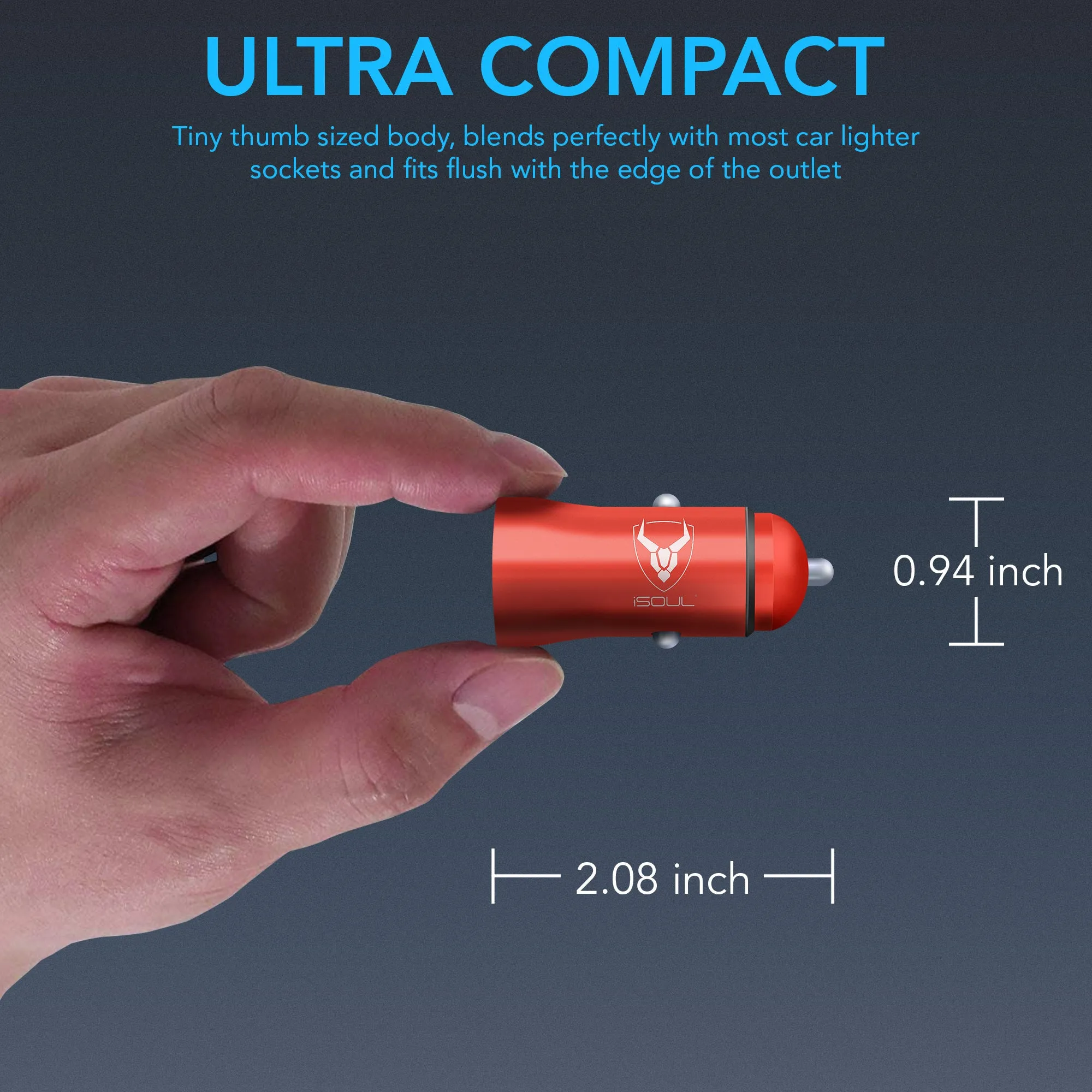 Red Car Charger, Fast Charging Dual USB 3.1A Car Phone Charger