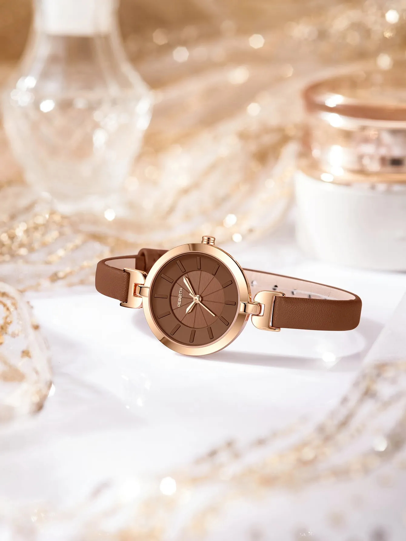 Round Pointer Quartz Watch - Chocolate Brown