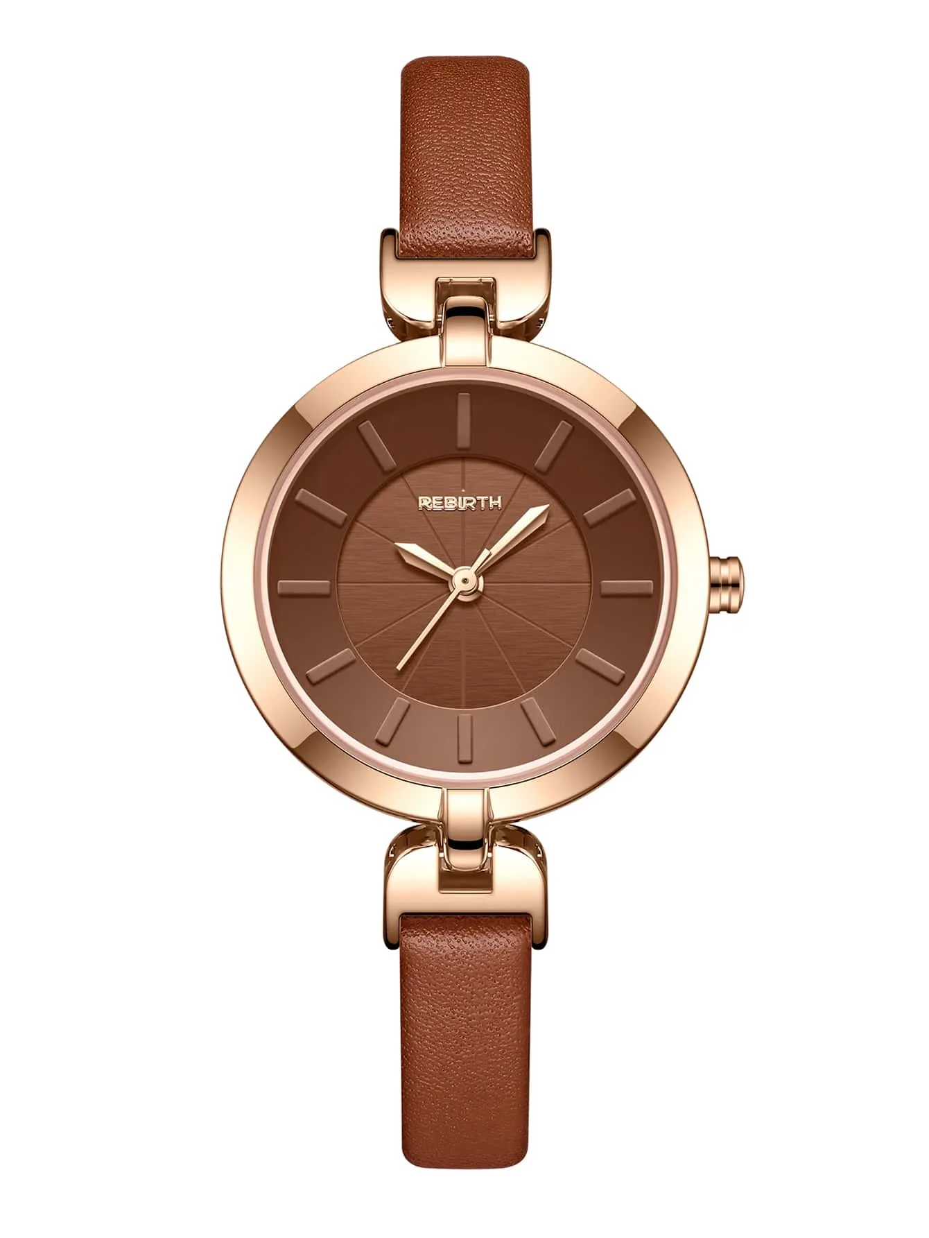 Round Pointer Quartz Watch - Chocolate Brown