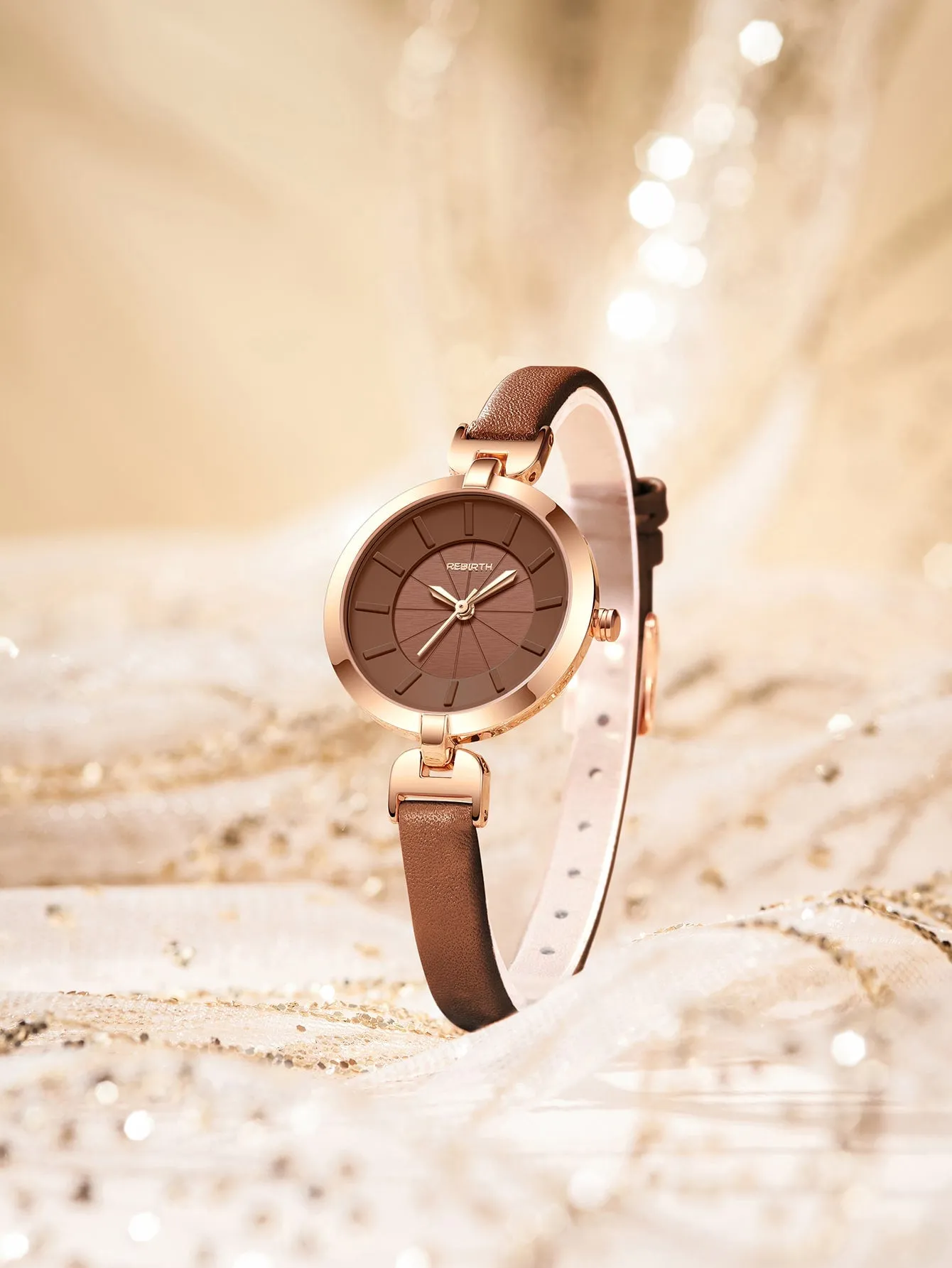 Round Pointer Quartz Watch - Chocolate Brown