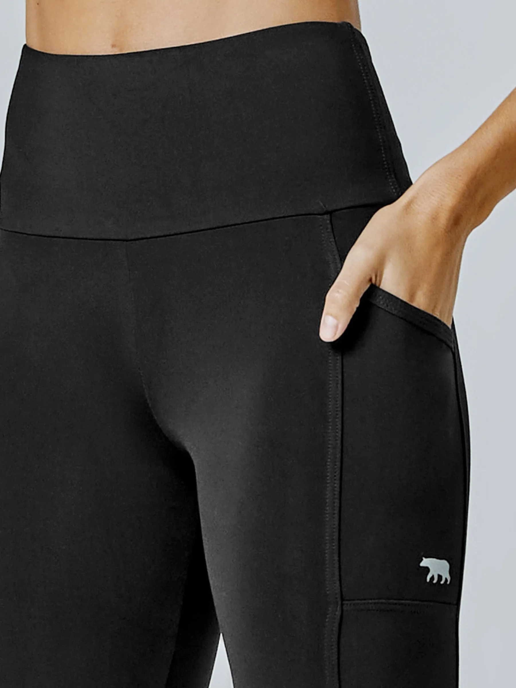 Running Bare Power Moves Ab-Waist 7/8 Tights 23" - Black