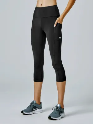 Running Bare Power Moves Ab-Waist 7/8 Tights 23" - Black